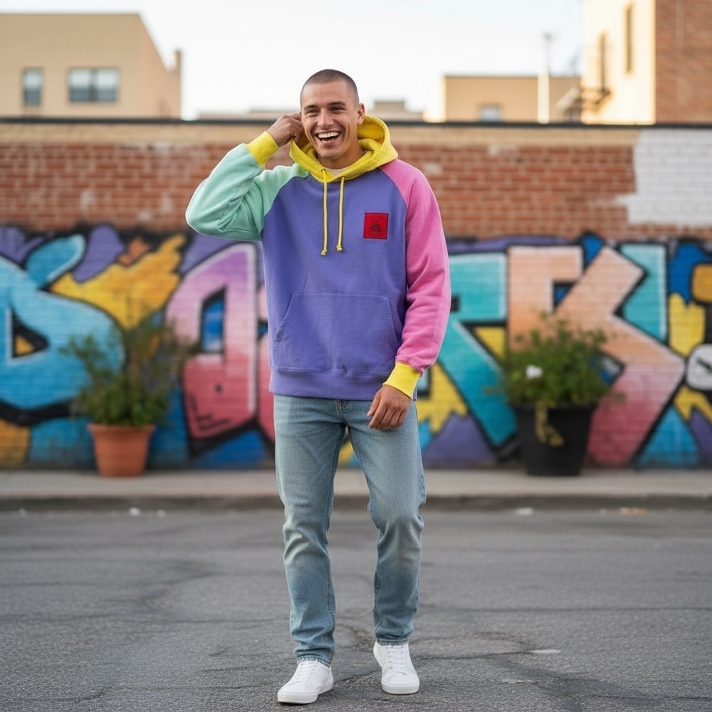Teddy Fresh Hoodie Mens XL colorblock